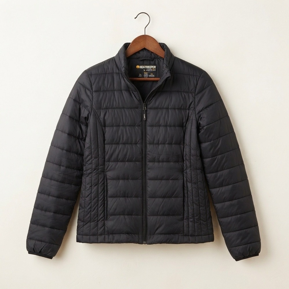 Heatkeep Gorpcore Puffer Jacket Womens Medium Black Down Quilted Winter Coat